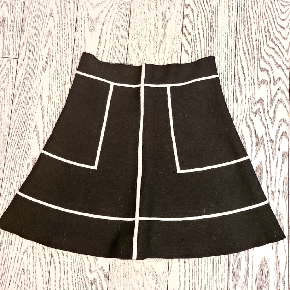 Black Mini Skirt with White Piping - Women